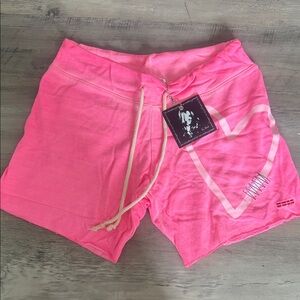 Peace Love World Pink Heart Athletic Shorts